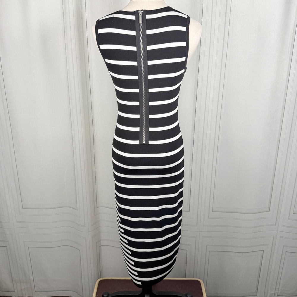 John + Jenn Striped Knit Bodycon Midi Dress Black White Size Small - Picture 6 of 13